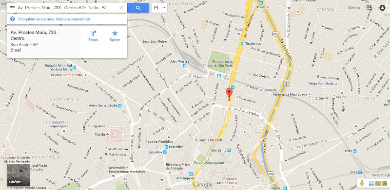 Mapa do local do evento